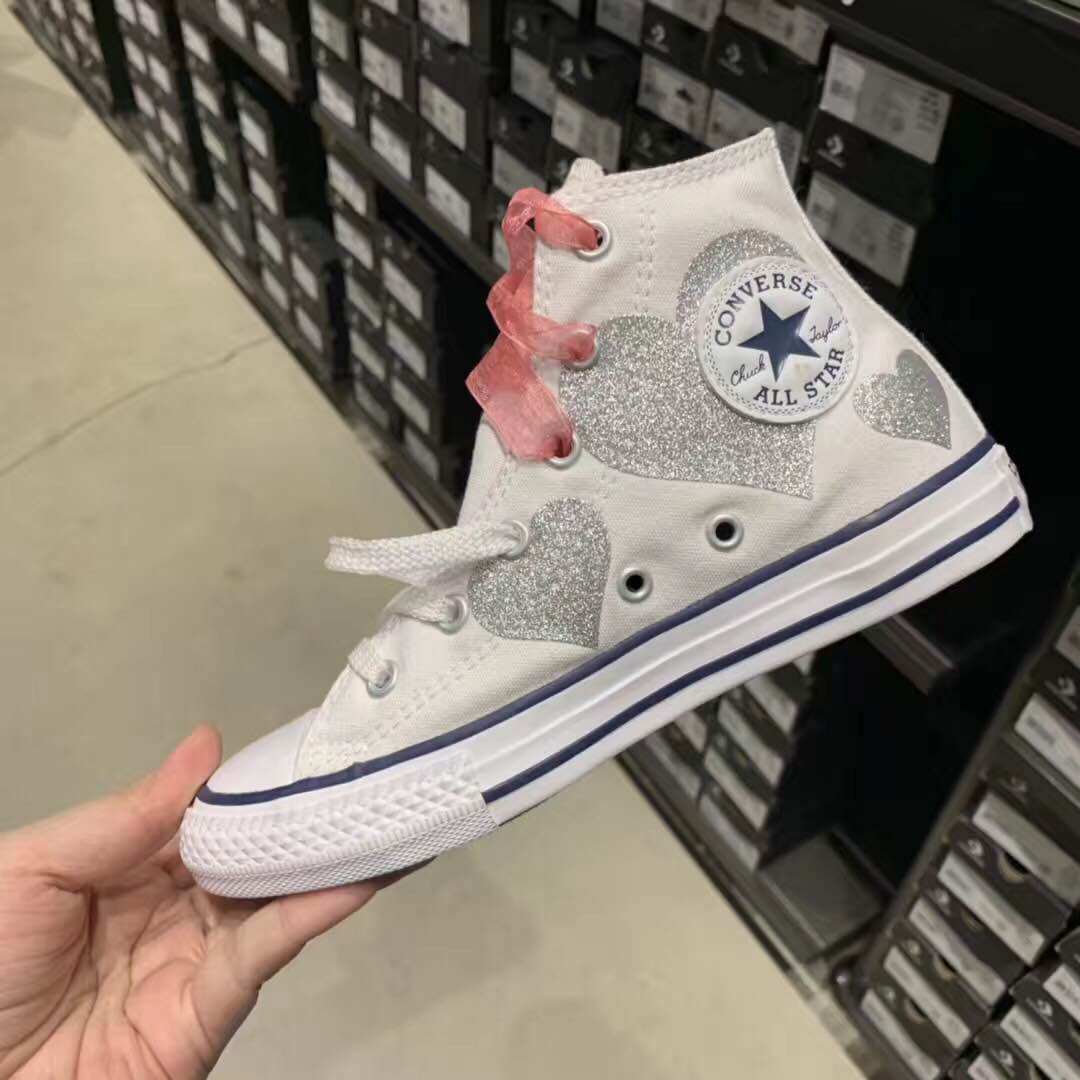 美国正品代购Converse匡威 银色爱心大童 高帮帆布鞋|ruв категории спортивные туфли new, холст обувь - от Buy2taobao.com для оказания профессиональной услуги покупки агента Taobao