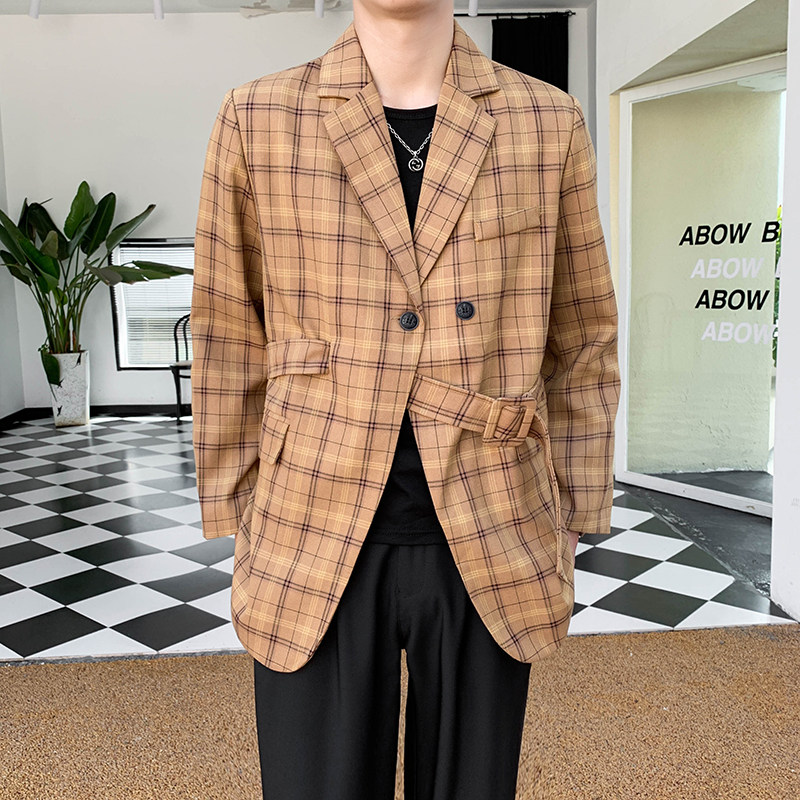 格子飘带男士时尚西服P160,男装西服,星座407-1