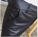 男士潮流韩版修身黑色长皮裤P60，男装皮裤，星座407-1