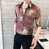 夏季枫叶印花中青年男士衬衫P50，男装衬衫，星座407-1