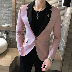 男士修身长袖休闲潮流单排扣小西装外套上衣P115图片