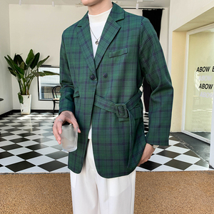 格子飘带男士时尚西服P160,男装西服,星座407-1