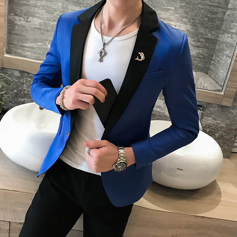 男士修身长袖休闲潮流单排扣小西装外套上衣P115,男装西服,星座407-1