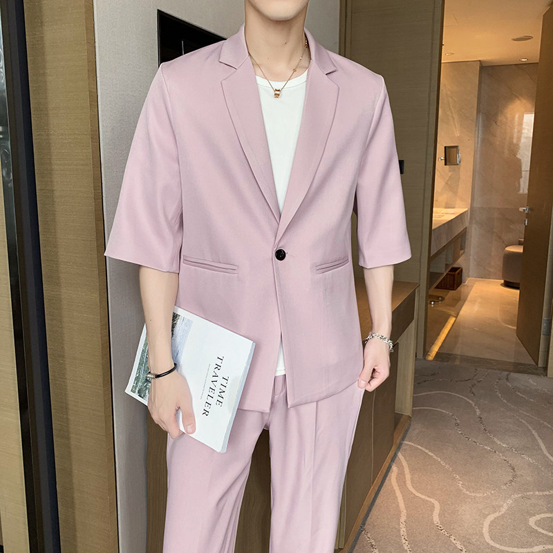 夏季男士日常休闲纯色西服套装P160,男装西服套装,星座407-1