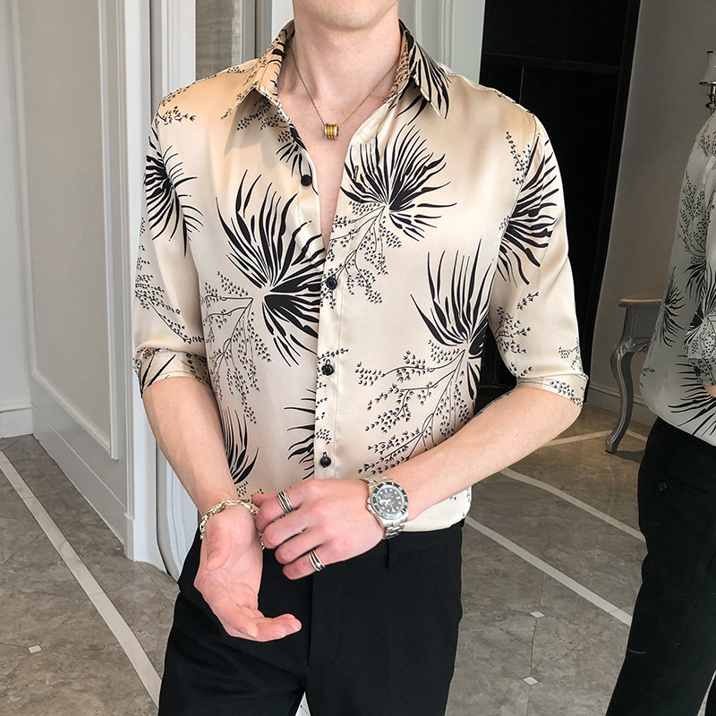 夏季枫叶印花中青年男士衬衫P50图片