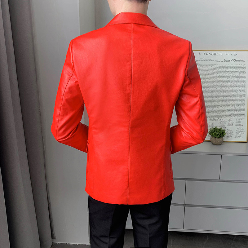 青年翻领单排扣复古格子字母徽章西装外套P120,男装西服套装,星座407-1