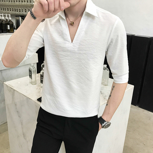 夏款短袖薄款纯色衬衫P45，男装T恤，星座407-1