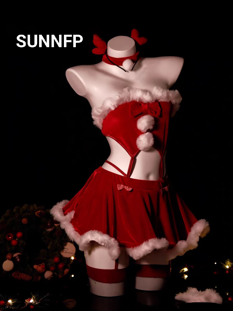 SUNNFP性感红色圣诞cos内衣配件