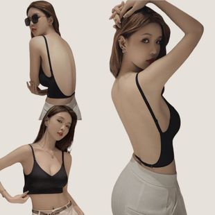 美背内衣女小胸聚拢夏季 一体吊带背心隐形性感U型露背文胸罩 薄款