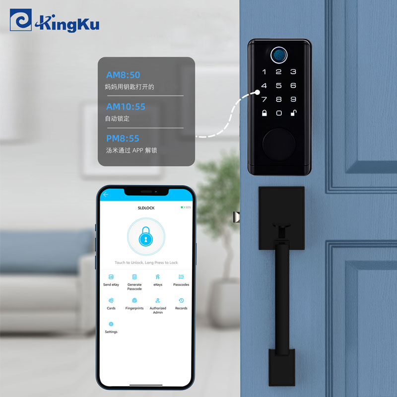 美国KingKu美标门锁别墅大门锁欧式入户对开门大门通用型大拉手