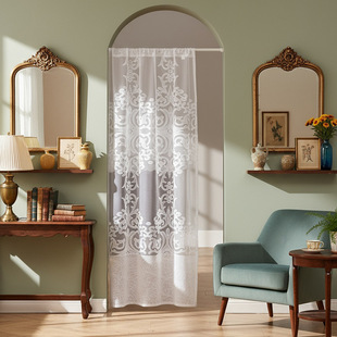 免打孔纱帘门帘简易氛围感法式蕾丝小窗户客厅玄关隔断门帘窗帘