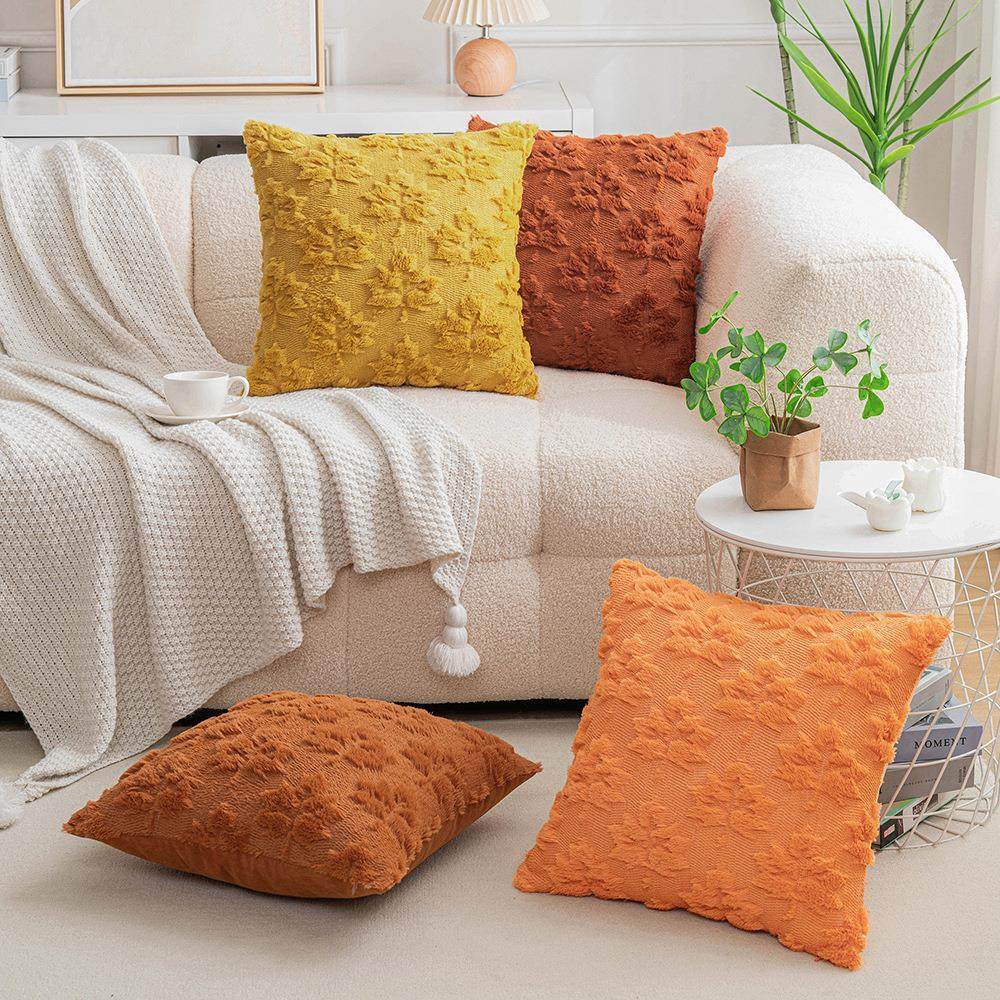 姜黄焦绣花毛枫叶抱枕套家居客厅沙发装饰靠套ins床头办公室靠枕,居家布艺,抱枕被,淘宝优惠券,粉丝福利购,淘宝优惠卷