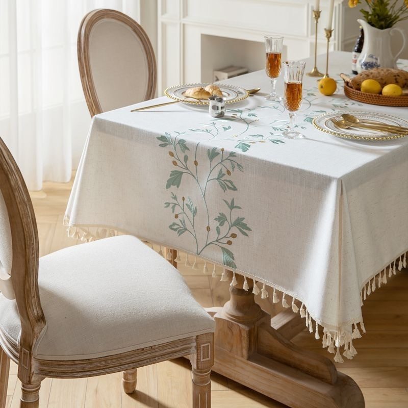 北欧式简洁中式兰色绣棉麻绣花餐桌布朵室内装饰加厚盖布简约台布,居家布艺,桌布,淘宝优惠券,粉丝福利购,淘宝优惠卷