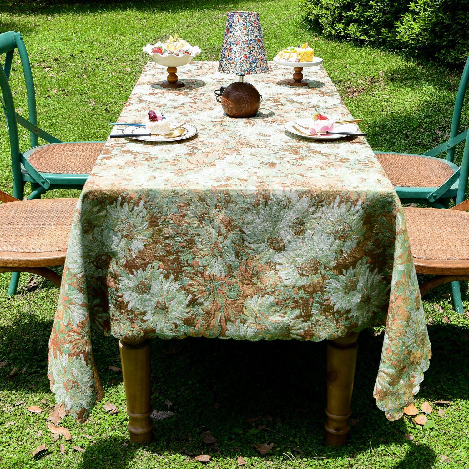 复古莫奈花园油画餐桌布盖巾美式提花防尘波西米亚长方形桌面台布,居家布艺,餐巾,淘宝优惠券,粉丝福利购,淘宝优惠卷
