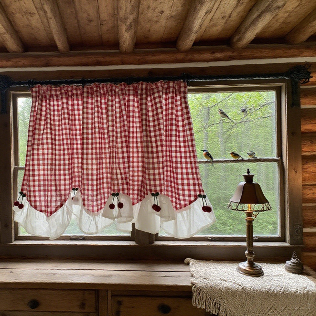 红果格格半帘咖啡帘免打孔门帘法式美式全棉厨房小窗帘柜子帘,居家布艺,定制窗帘,淘宝优惠券,粉丝福利购,淘宝优惠卷