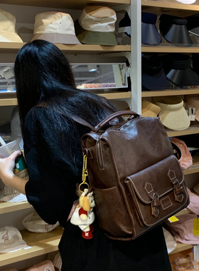 包包女2025新款韩版爆款软皮复古双肩包大容量双肩单肩手提三用包