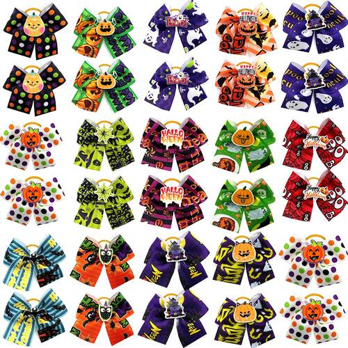 50/100pcs Halloween Doggy Hair Bows Rubber Bands Puppy Dog H