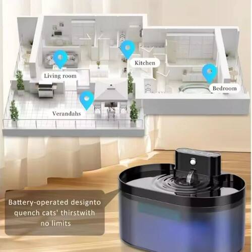 2.2L Wireless Cat Water Fountain Battery Operated Automatic