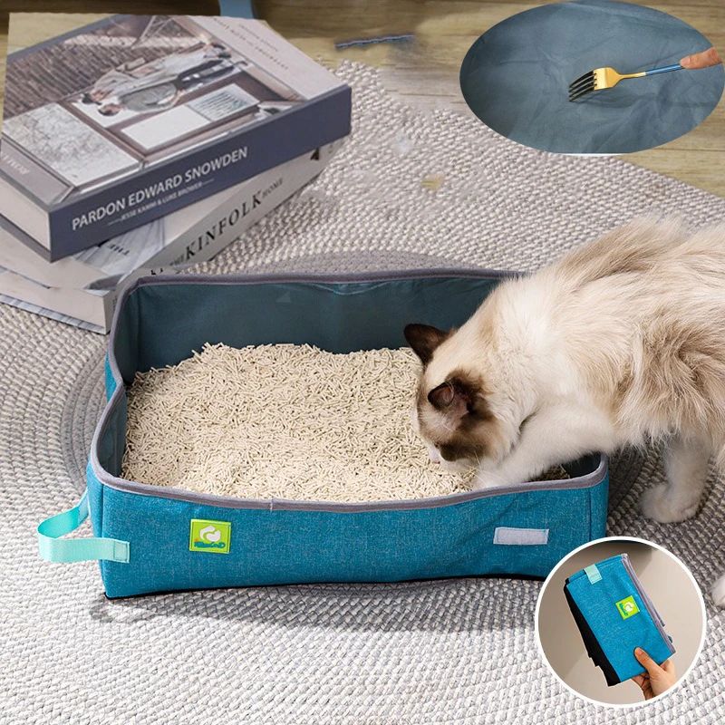 Semi Enclosed Cat Litter Box, Foldable, Portable, Waterproof