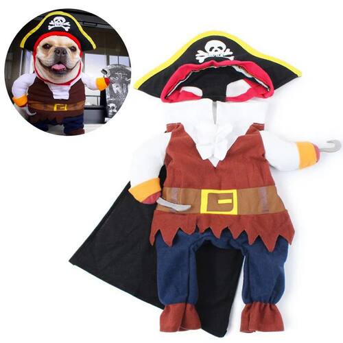 Halloween Pet Dog Clothes Cat Costume Funny Pirate Suit For