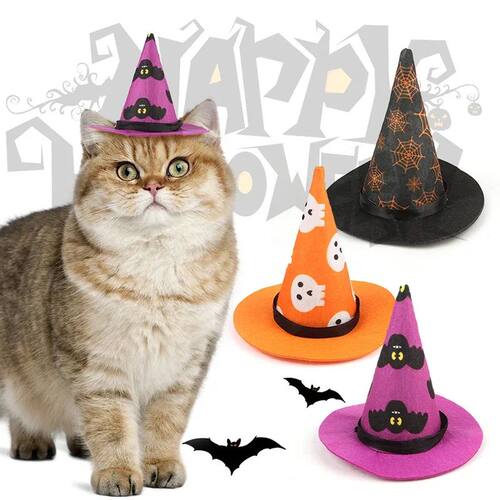 Halloween Pet Dress Up Cat Witch Hat Trumpet Wizard Dog Hat