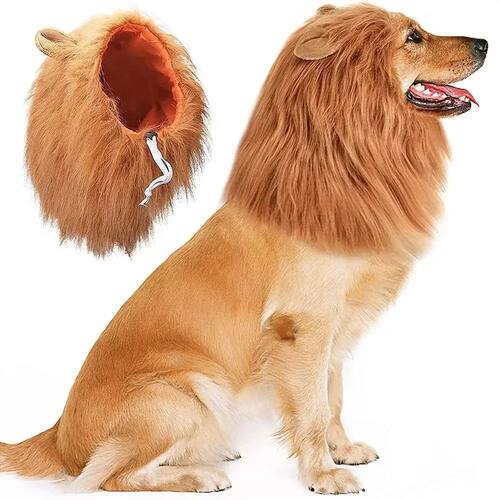 Halloween Accessories Pet Lion Head Wig Cosplay Dog Head Set