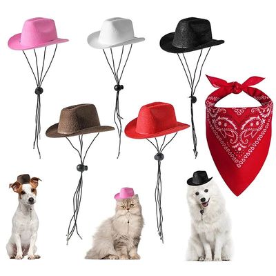 Pet Cowboy Costume Hat and Bandana Funny Dog Cat West Cowboy