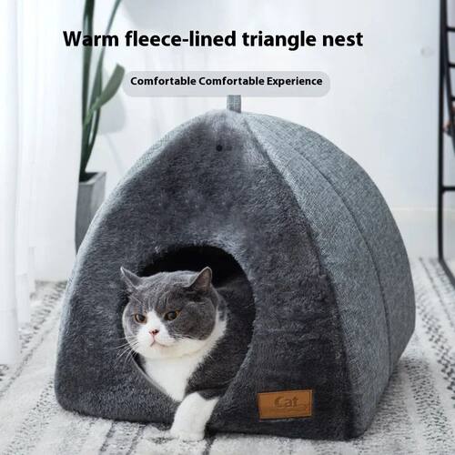 New Triangle Cat Nest Closed Cat House Pet Nest Warm and Thi