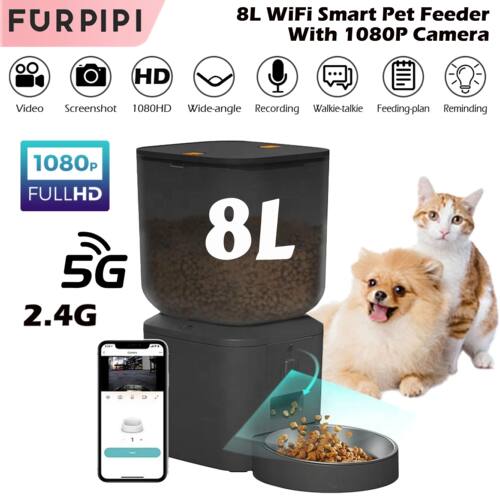 8L Automatic Cat Feeder With 1080p Camera Video 5G WiFi Cat