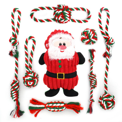 Dog Toy Pet Cotton Rope Toy Combination Suit Christmas Knot