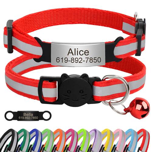 Customized Cat Collar Reflective Cat Collar Free Engraved Pu
