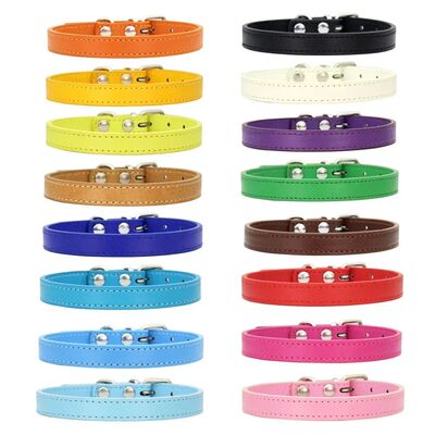 Colorful Leather Puppy Cat Collar Cute Kitten Necklace Name