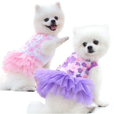 Floral Dog Dress for Small Breeds - Woven Polyester, Pullove