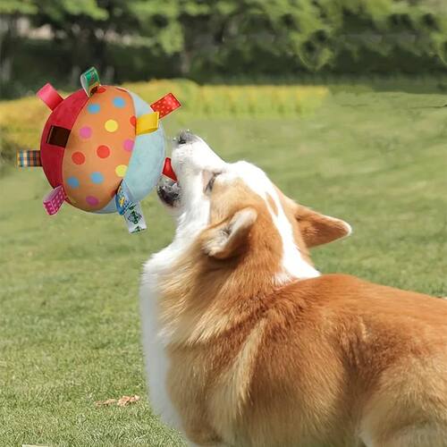 Plush Dog Vocal Toy Ball Funny Interactive Pet Toys with Bel
