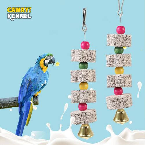 Random Color Bird Cage Toy Mineral Molar Stone Chewing Toy F