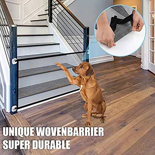 1Set Pet Barrier Fences Mesh Dog Gate Folding Stairs Entranc