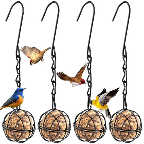 4Pcs Fat Ball Bird Feeder Metal Hanging Detachable with Chai