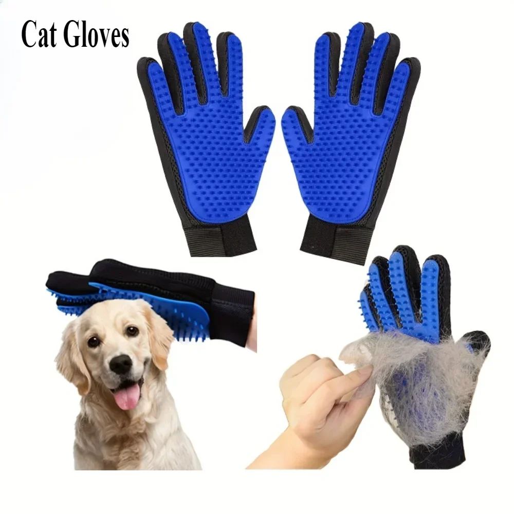 Pet Grooming Glove Brush for Cats and Dogs - 2-in-1 Hair Rem