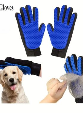 Pet Grooming Glove Brush for Cats and Dogs - 2-in-1 Hair Rem