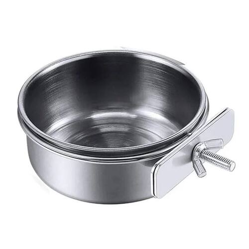 Rabbit Pet Food Dish Hamster Stainless Steel Clamp-on Water