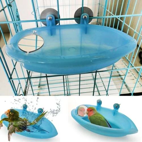 Bird Water Bath Tub For Pet Cage Hanging Bowl Parrot Parakee