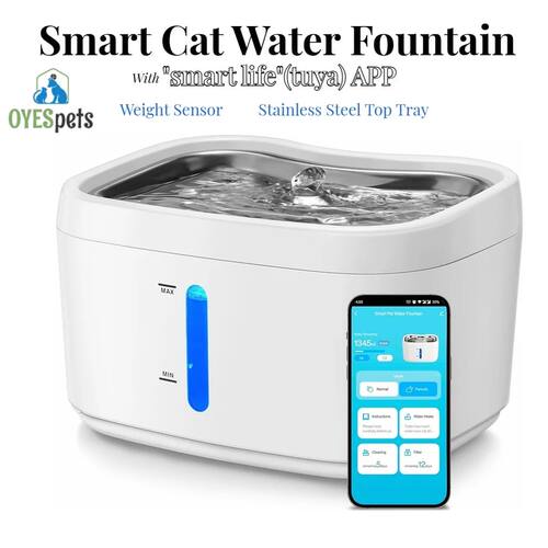 Cat Water Fountain with APP Wireless Connected 84oz/2.5L Aut