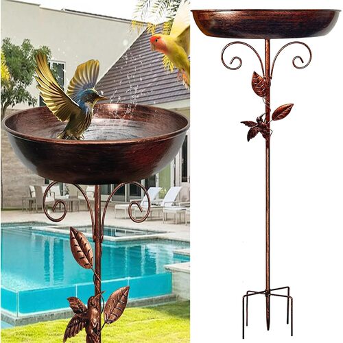 Garden Birdbath Sturdy Iron Outdoor Bird Bath for Outside Vi