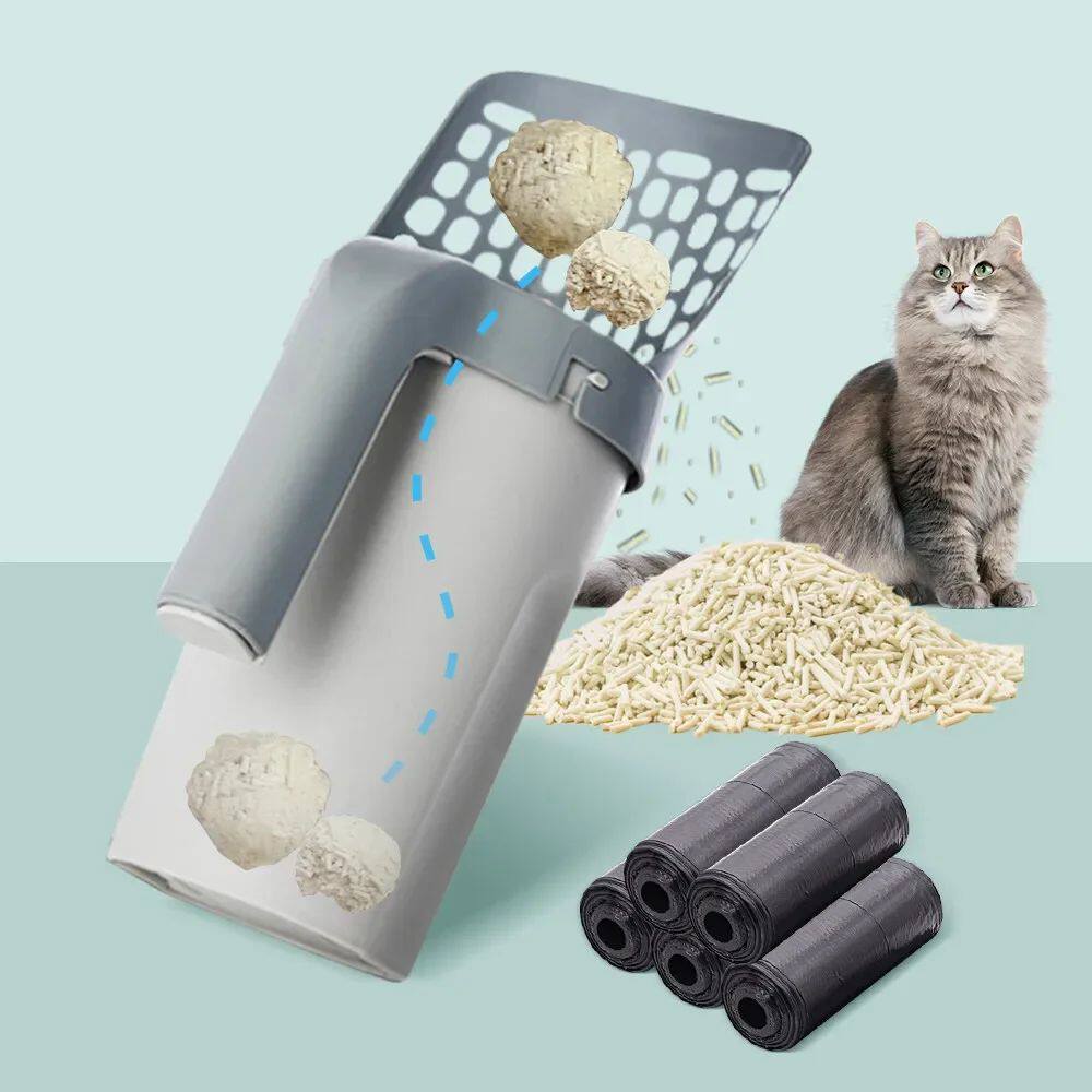 Cat Litter Shovel Scoop with Refill Bag For Pet Filter Clean