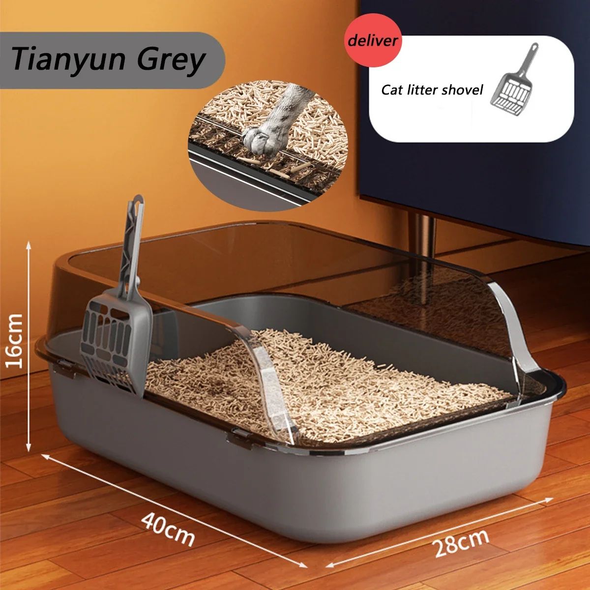 Cat Litter Box Thickening Kitty Sandbox Semi-enclosed High S