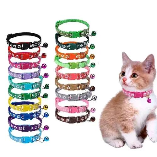 1/3/6/12/18Pcs Pet Collar With Bell Footprints Colorful Dog,