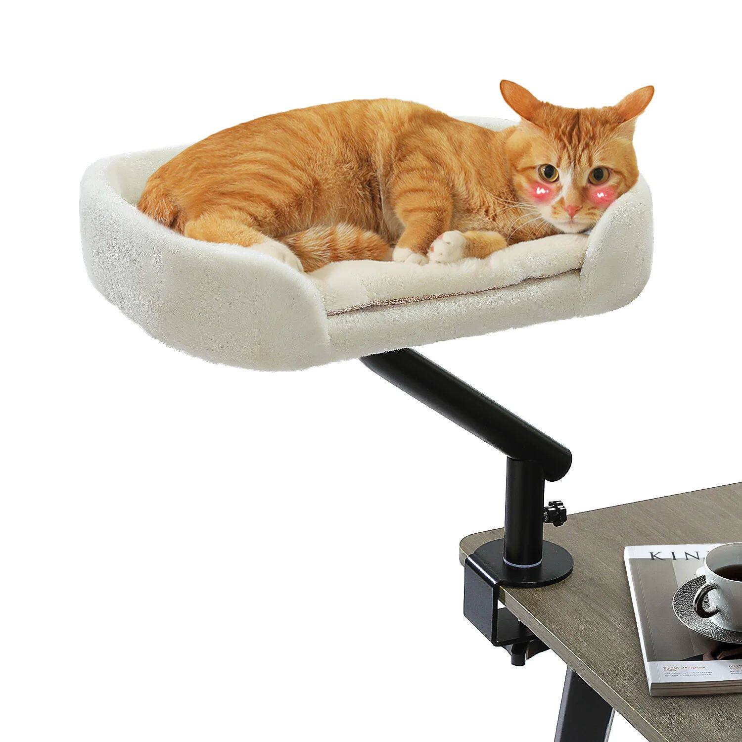 Cat Desk Bed, 360° Rotatable Cat Bed Stand for Indoor Cats,