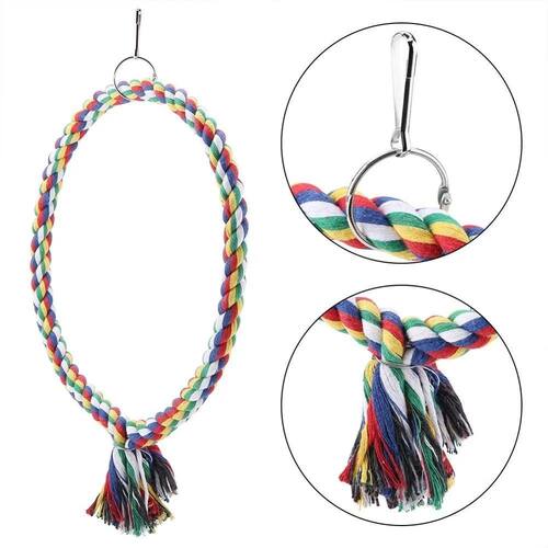 1Pc Bird Parrot Circle Ring Rope Perch Stand Swing Chewing T