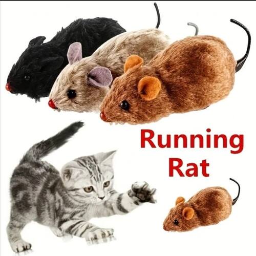 1Pc Funny Lifelike Plush Mouse Running Rat Toy for Cats Dogs