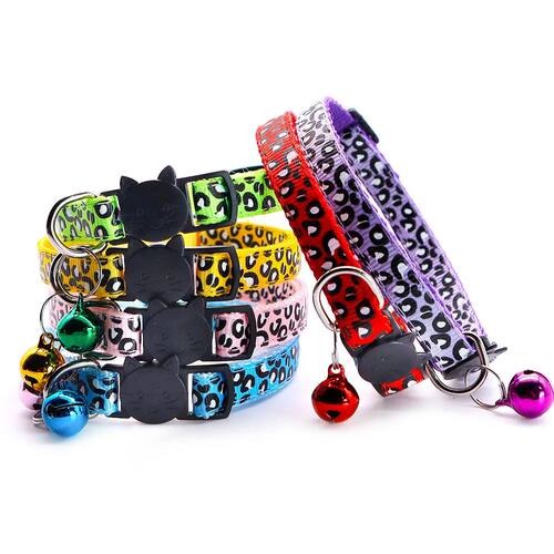Vintage Leopard Print Pet Collar for Cats & Dogs Neckband wi